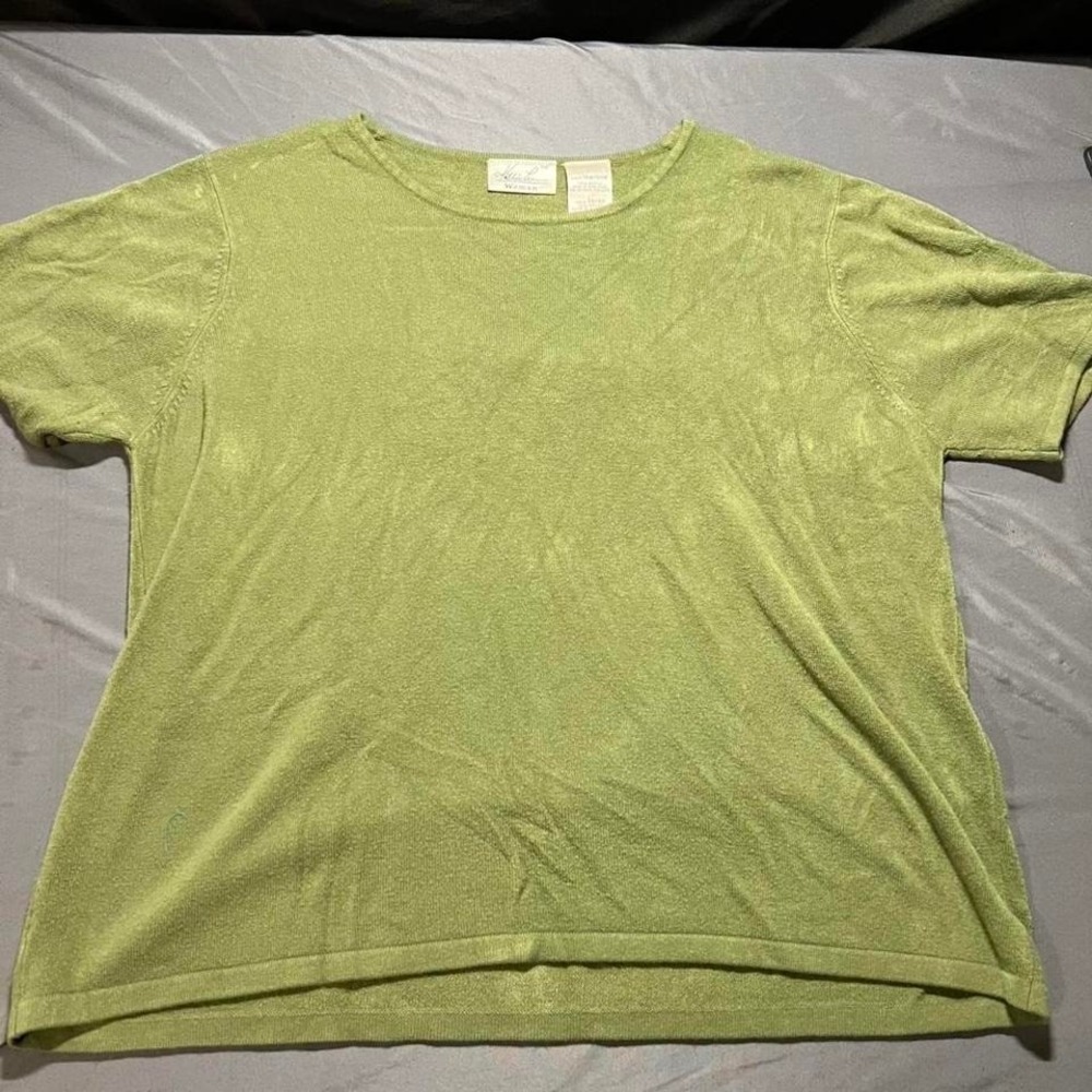 Kathie Lee Woman Sage Green Knit Short Sleeve Sweater Top Size 18W/20W KL073468
